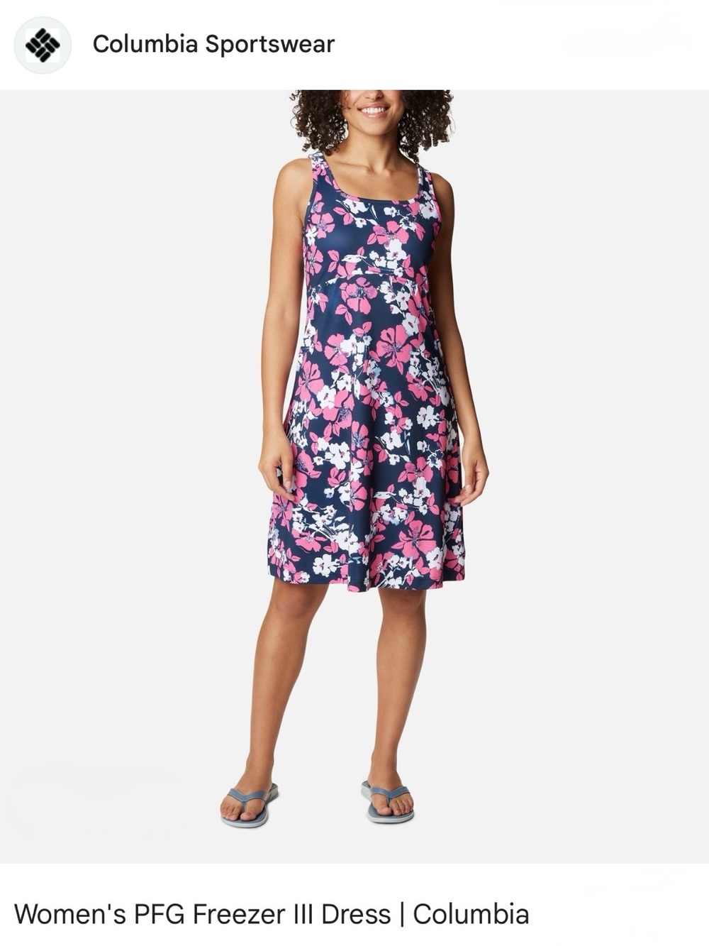 Columbia Women's PFG Freezer III Midi Dress - Navy with Pink Floral